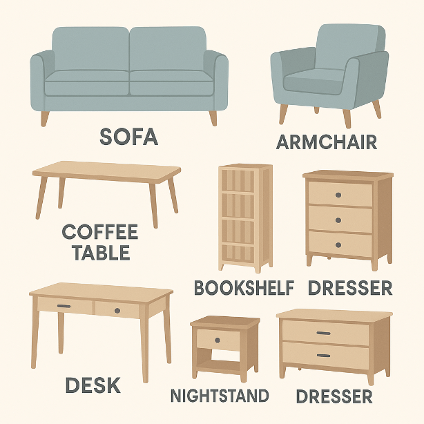 vocabulario de muebles en ingles
