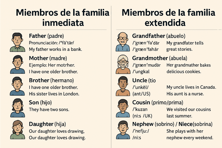 Vocabulario de familia en inglés